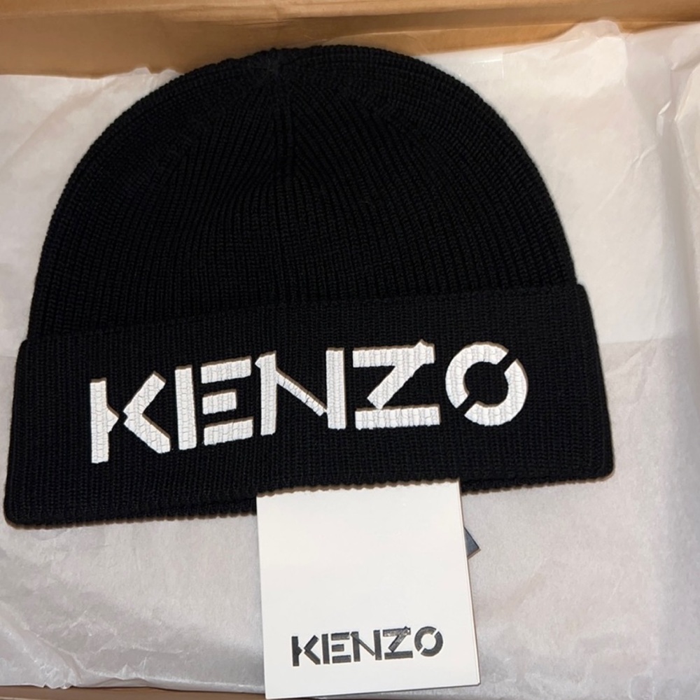 KENZO NWT Black Ribbed Beanie